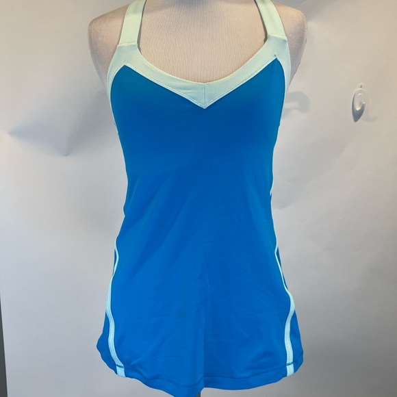 Lululemon Blue Sleeveless V Neck Criss Cross Back tank - Picture 1 of 6